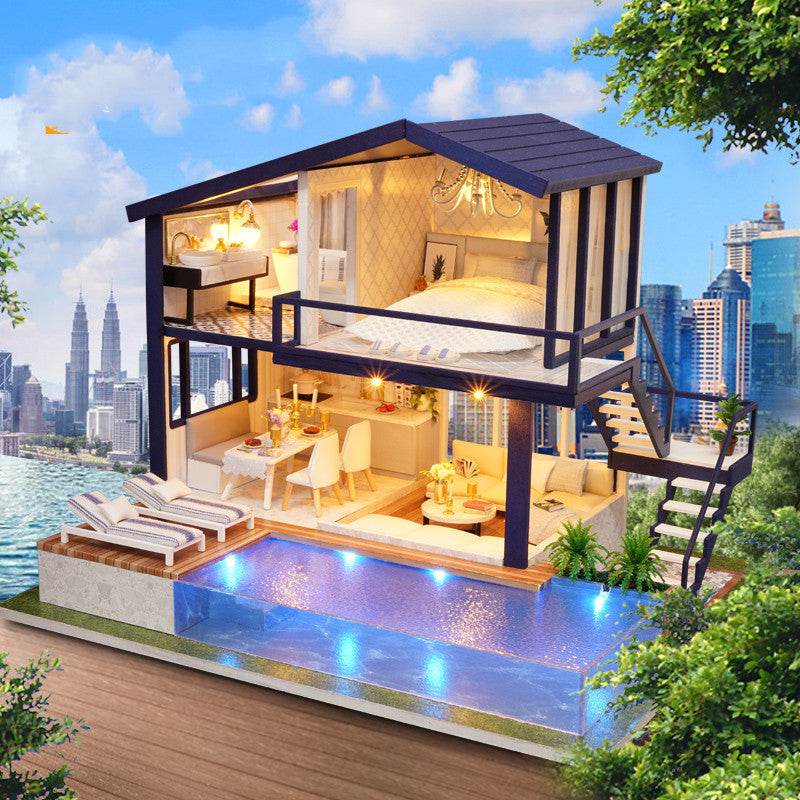 Doll House Wooden Furniture Diy House Miniature Box Puzzle Assemble 3D Miniaturas Dollhouse Kits Toys For Children Birthday Gift - ProTrendyz