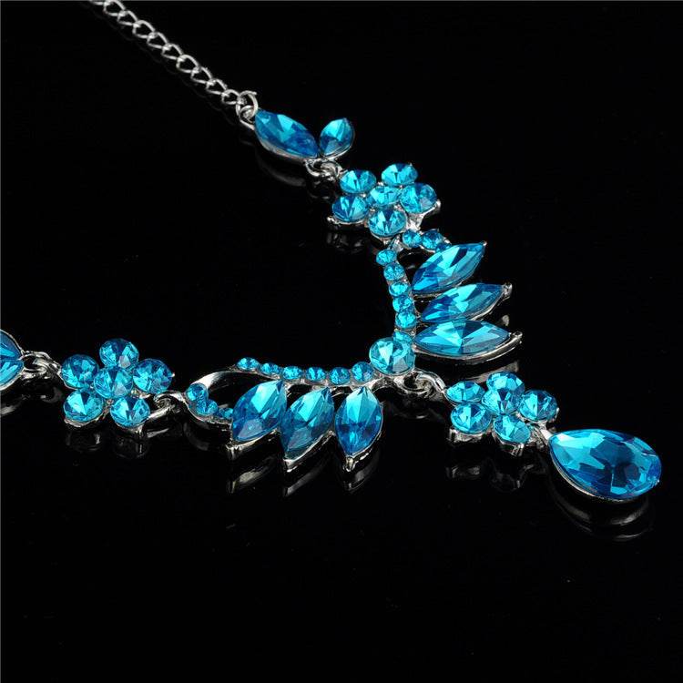 Foreign trade explosion bride alloy diamond necklace earrings set wedding jewelry and jewelry accessories - ProTrendyz