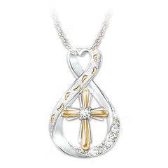 Cross Footprint Diamond Pendant Two Tone - ProTrendyz