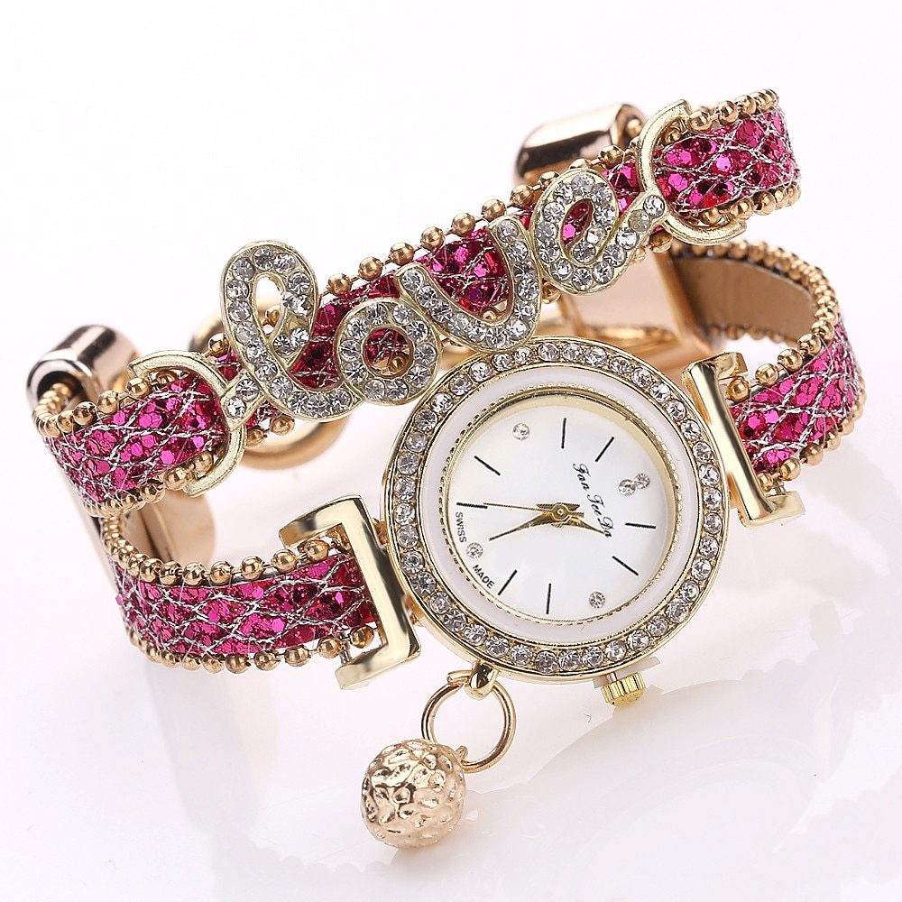 FanTeeDa Brand Women Bracelet Watches Ladies Watch Rhinestones Clock Womens Fashion Dress Wristwatch Relogio Feminino Gift - ProTrendyz