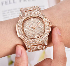 Mens Watches Luxury Brand Fashion Diamond Date Quartz Watch - ProTrendyz