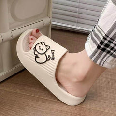 Cute Cat Slippers Summer Women Home Shoes Bath Thick Platform Non-Slip Slides Indoor Outdoor - ProTrendyz
