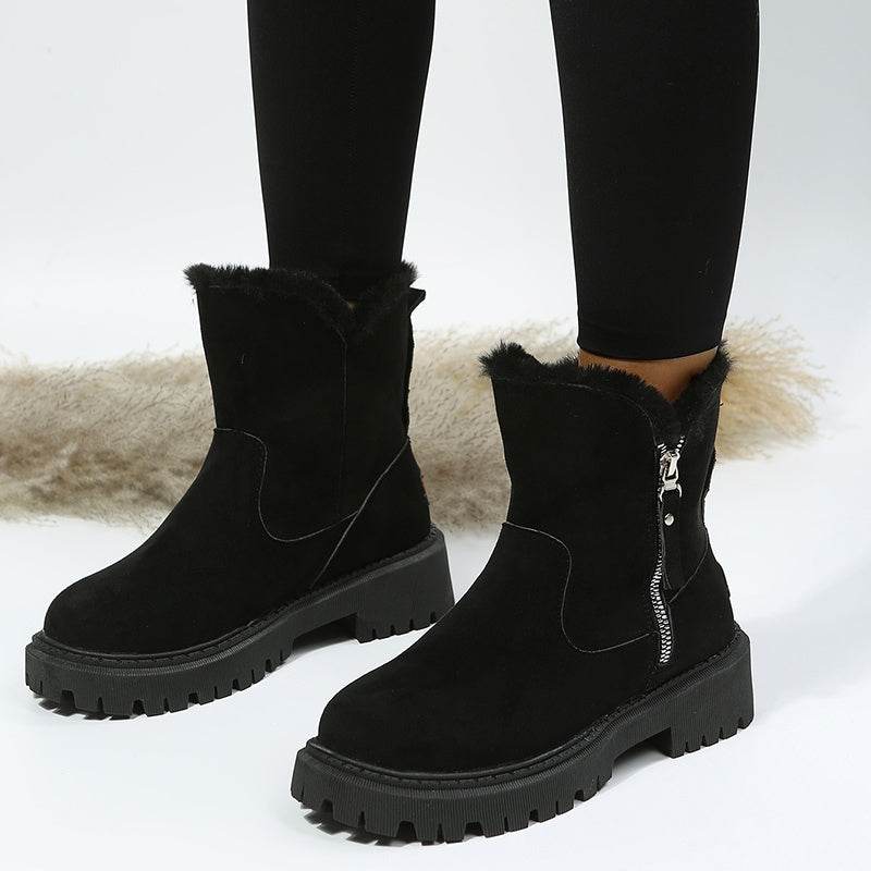 Thick Plush Snow Boots Women Faux Suede Non-slip Winter Shoes - ProTrendyz