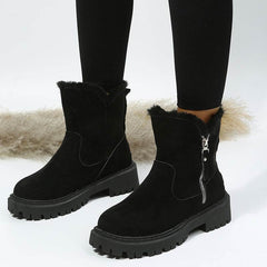 Thick Plush Snow Boots Women Faux Suede Non-slip Winter Shoes - ProTrendyz