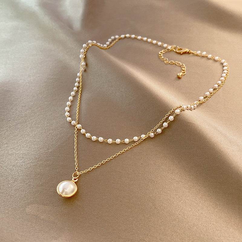 Summer Double-layer Pearls Necklace INS Fashion Clavicle Chain Necklace Jewelry For Beach - ProTrendyz