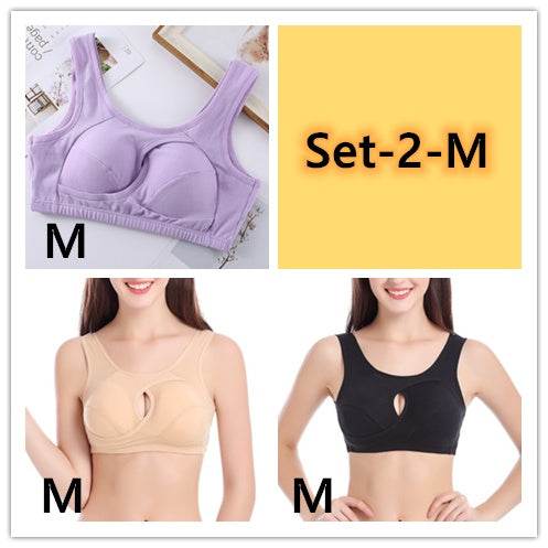 Plus Size Women Bra Ladies Cotton Quake-Proof Underwear Sleep Tops No Buckles Non Wire Lingerie With Removable Padded - ProTrendyz