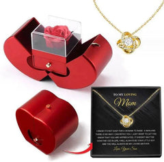 Fashion Jewelry Box Red Apple Christmas Gift Necklace Eternal Rose For Girl Mother's Day Valentine's Day Gifts With Artificial Flower Rose Flower Jewelry Box US - ProTrendyz