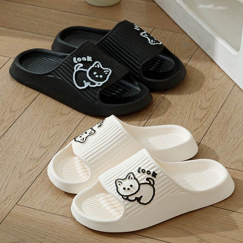 Cute Cat Slippers Summer Women Home Shoes Bath Thick Platform Non-Slip Slides Indoor Outdoor - ProTrendyz