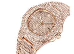 Mens Watches Luxury Brand Fashion Diamond Date Quartz Watch - ProTrendyz