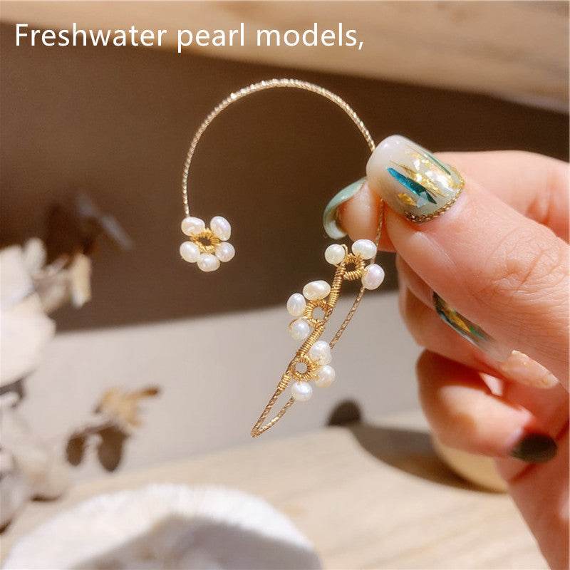 Design Hand-woven Flower Pearl Earrings - ProTrendyz