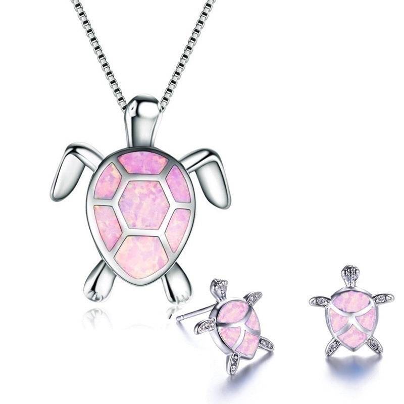 Fashion Turtle Simple Necklace Stud Earrings Set - ProTrendyz