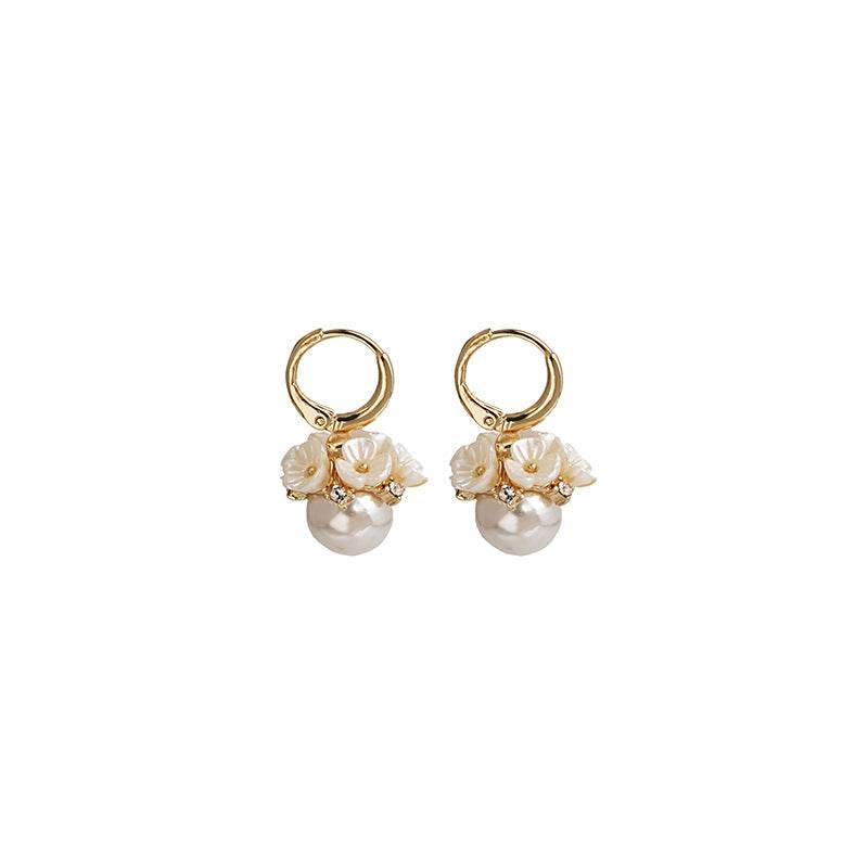 S925 Silver Needle Korean Shell Flower Basket Pearl Earrings - ProTrendyz