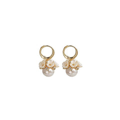 S925 Silver Needle Korean Shell Flower Basket Pearl Earrings - ProTrendyz