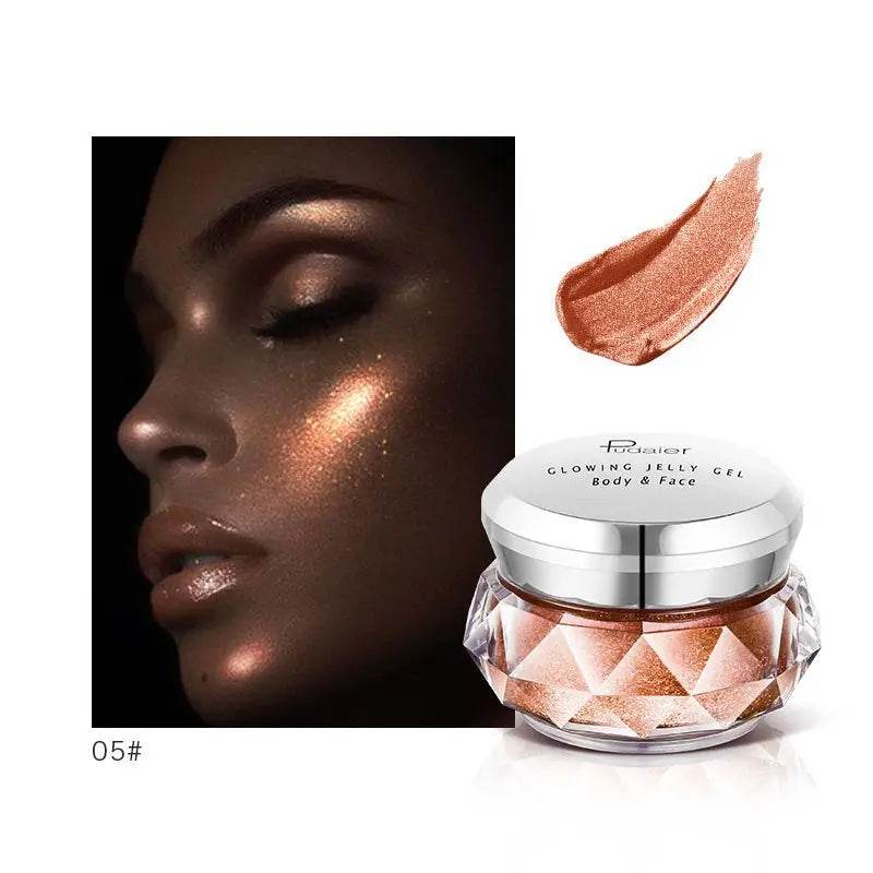 Face Highlighter Jelly Gel Mermaid Eyeshadow Glow Body Glitter Festival Makeup Iluminador Gold Liquid Highlighter Bronzer - ProTrendyz