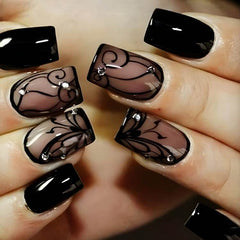 Dark Ins Style Black Vine Wearing Nails And Nails - ProTrendyz