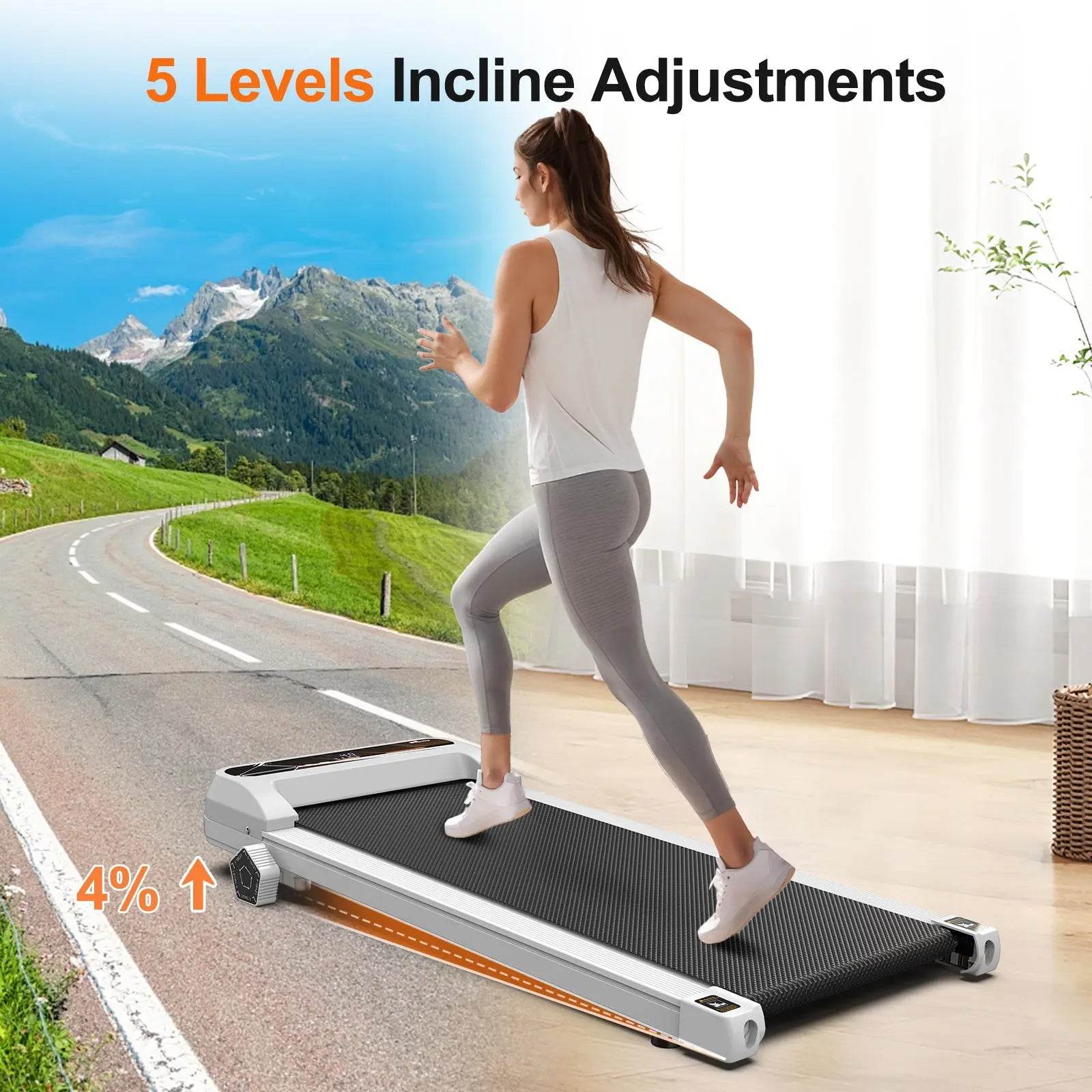 Walking Pad Under Desk Treadmill For Home Office -2.5HP Walking Treadmill 0.5-4MPH Capacity Treadmill For Walking Running Remote Control Batteries US - ProTrendyz