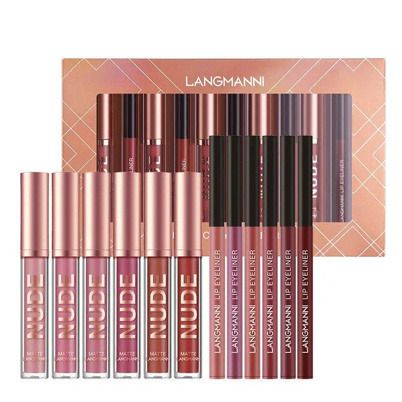 Lip Liner And Lipstick Makeup 12 Pcs Set 6 Matte Lipstick 6 Lip Liner Pens Waterproof Long Lasting Matte Lipstick Beauty Cosmetics Makeup Gift For Girls Lipstick Set - ProTrendyz