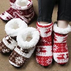 Christmas Elk Floor Shoes Indoor Socks Shoes Warm Plush House Slippers - ProTrendyz