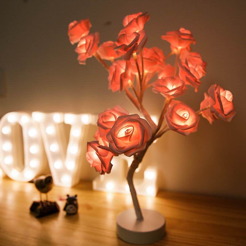 Rose Flower Lamp USB Battery Operated LED Table Lamp Bonsai Tree Night Lights Garland Bedroom Decoration Lights Home Decor - ProTrendyz