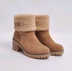 Mid-Tube Thick Heel Suede Snow Boots - ProTrendyz