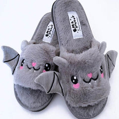 Halloween Shoes Cute Bat Slippers With Wings Winter Warm Home Slippers Women Men - ProTrendyz