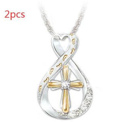 Cross Footprint Diamond Pendant Two Tone - ProTrendyz