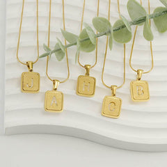 Alphabet Necklace 26 Letters Hollow Out Square 18K Necklace Fashion Jewelry - ProTrendyz