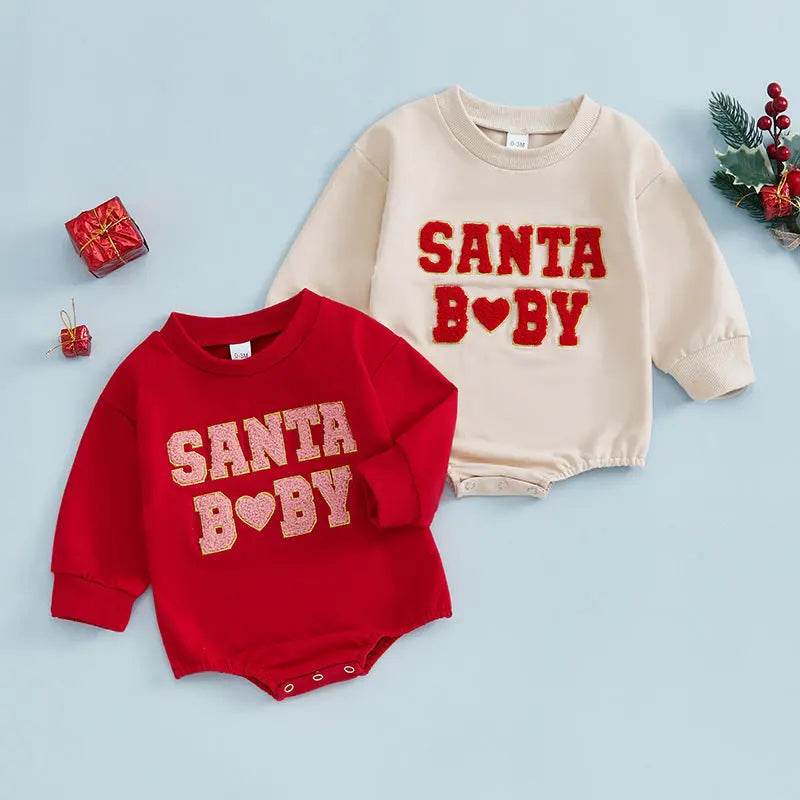 Christmas Clothes For Girls Boys Casual Sweatshirt Romper Cute Letter Long Sleeve Jumpsuit Newborn Bodysuits - ProTrendyz