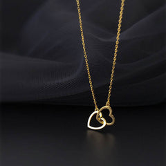 Double Heart Interlocking Titanium Steel Necklace Jewelry - ProTrendyz