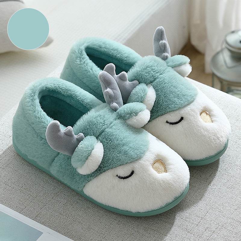 Christmas Shoes Winter Home Slippers Elk Plush Bedroom Slipper House Shoes For Women Men - ProTrendyz