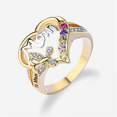 Mother's Day Gift Hollow Heart English Letter Love Mom Rhinestone Butterfly Finger Ring Jewelry Gift - ProTrendyz