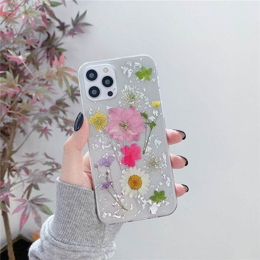 Silver Foil Dried Flowers For Mobile Phone Cases Epoxy Transparent - ProTrendyz