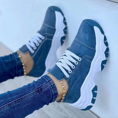 Platform Sport Flats Shoes Lace-up Sneaker Outdoor Walking Casual Shoes Women - ProTrendyz