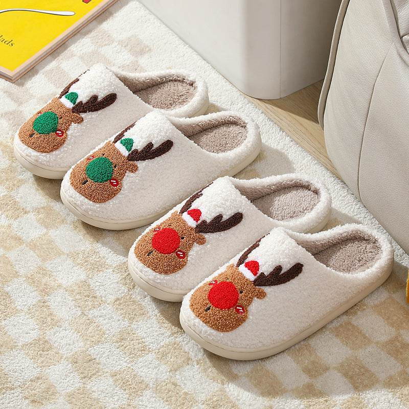 Christmas Shoes Winter Home Slippers Elk Soft Cozy Bedroom Slipper Slip On House Shoes - ProTrendyz