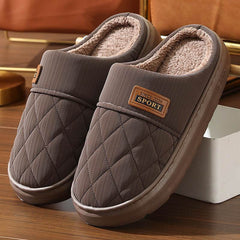 Men's Home Slippers Winter Warm Plush House Shoes Indoor Non-slip Floor Bedroom Slipper Casual All-match Shoes - ProTrendyz
