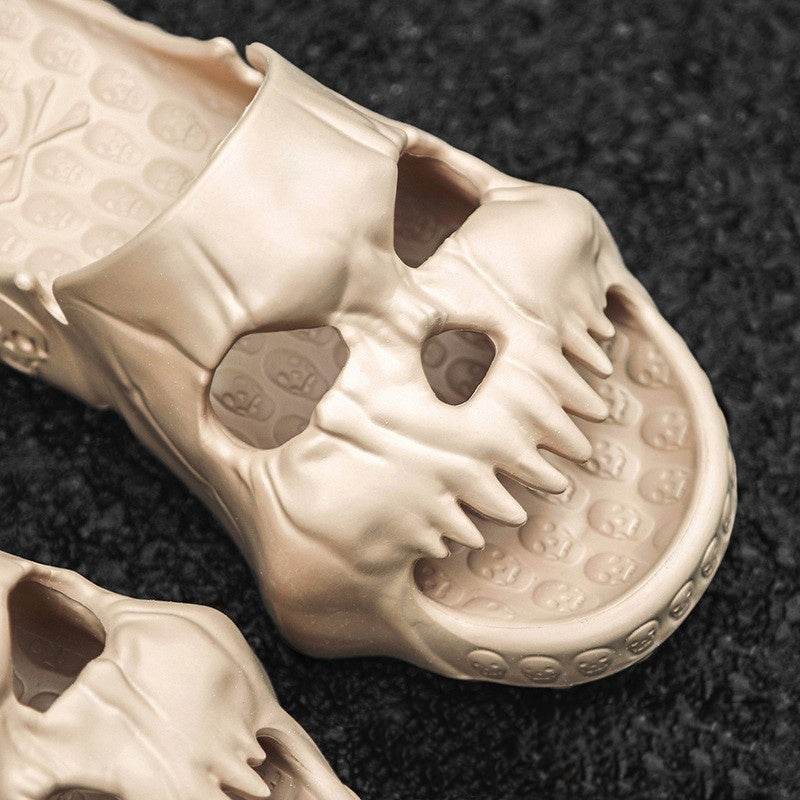 Personalized Skull Design Halloween Slippers Bathroom Indoor Outdoor Funny Slides Beach Shoes - ProTrendyz