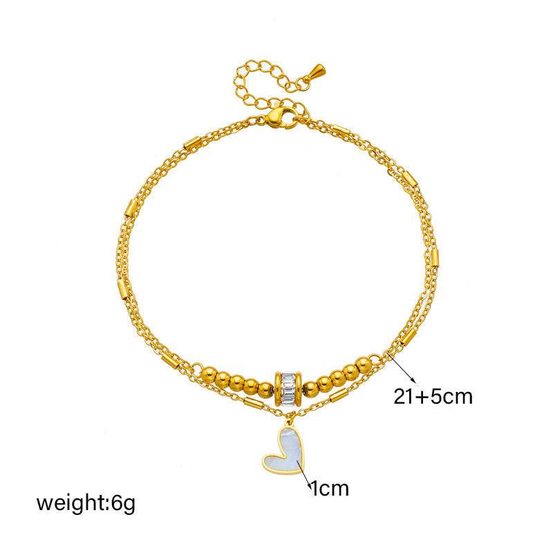 Fashion Jewelry Boho Classic Love Heart Ankle Chain Double Layer Chain Bracelet Anklet Charm Tassel Leg Chain On Foot Chain Women Party Jewelry Accessories - ProTrendyz