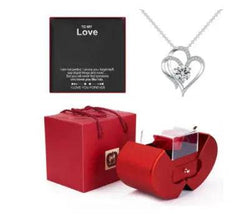 Fashion Jewelry Box Red Apple Christmas Gift Necklace Eternal Rose For Girl Mother's Day Valentine's Day Gifts With Artificial Flower Rose Flower Jewelry Box US - ProTrendyz