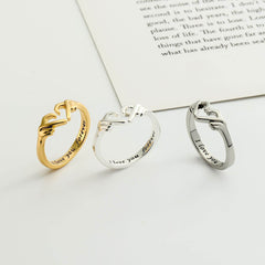 Romantic Heart Hand Hug Fashion Ring For Women Couple Jewelry Silver Color Punk Gesture Wedding Men Finger Accessories Gifts - ProTrendyz