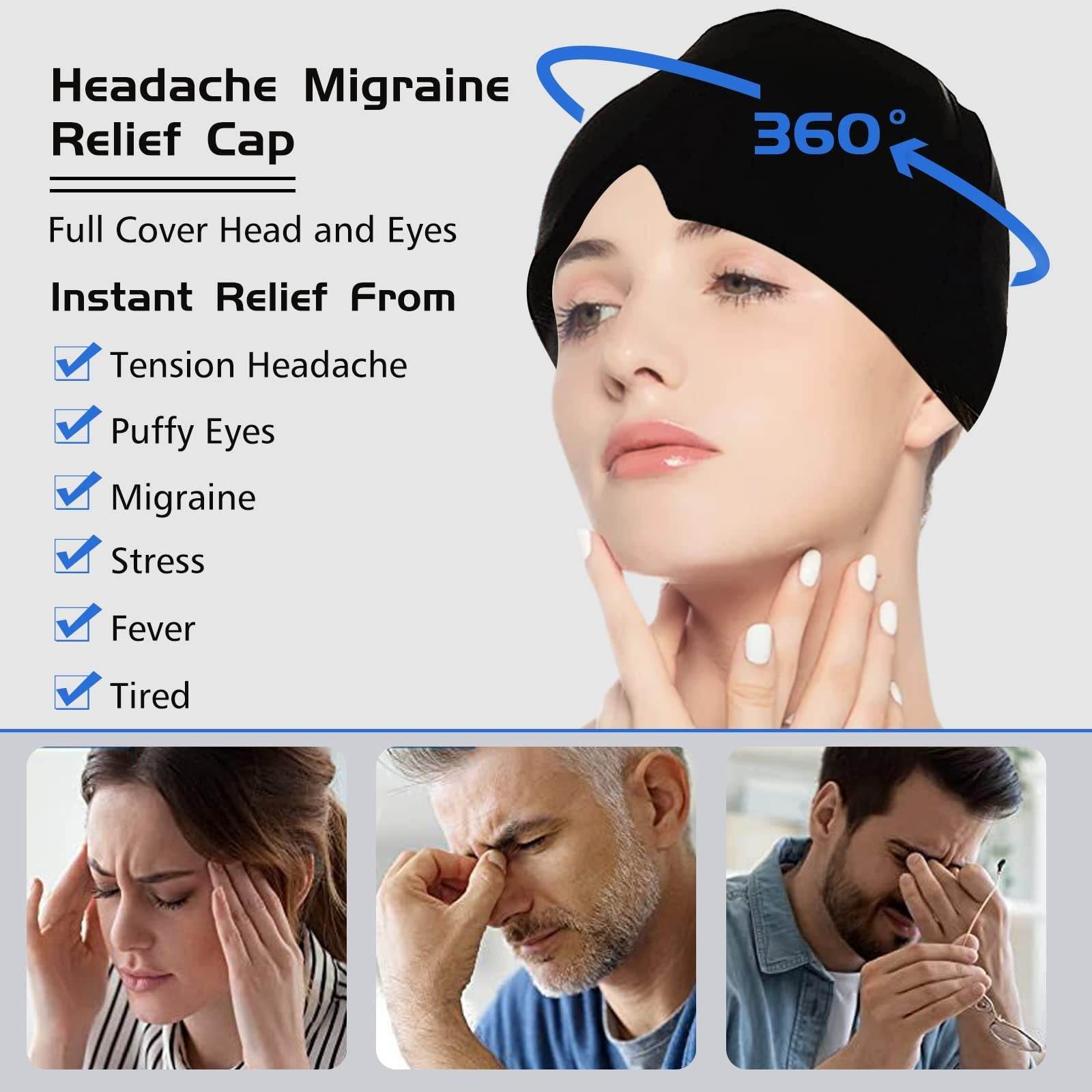 Ice Compress Headache Eye Mask Hat Relief For Migraines, Stress, And Tension Massage Tool - ProTrendyz