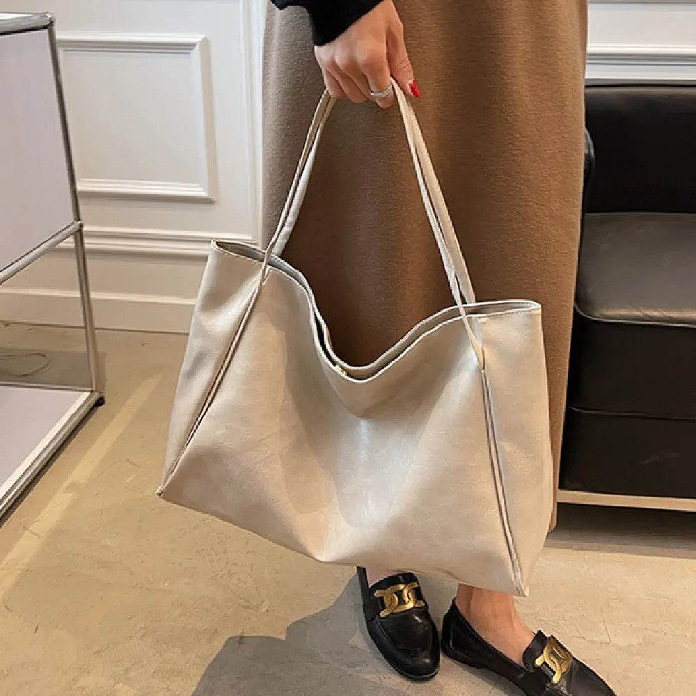 Vintage Women's Tote Bag Athletic Casual Fashion Large Capacity Leather Shoulder Bag Shopper Harajuku Simple Handbag US - ProTrendyz