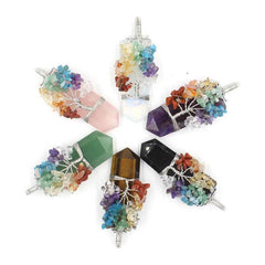 Crystal Column Tree Of Life Winding Pendant Necklace US - ProTrendyz