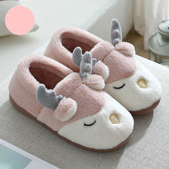 Christmas Shoes Winter Home Slippers Elk Plush Bedroom Slipper House Shoes For Women Men - ProTrendyz