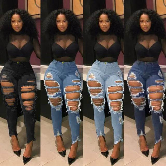 Women's Beggar Denim Skinny Pants XS XL XXL 2XL - ProTrendyz