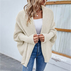 New Loose Knitted Sweater Solid Color Bat Sleeve Large Lapel Cardigan Autumn And Winter Fashion Jacket For Women Clothing - ProTrendyz