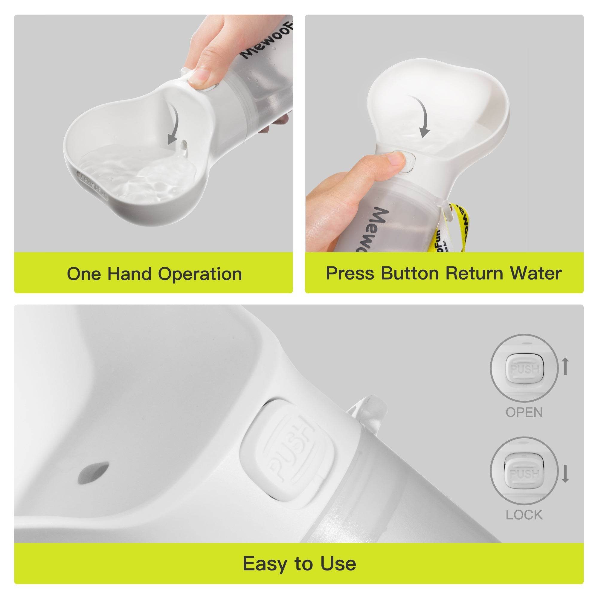 Mewoofun Pet Dog Water Bottle Feeder Bowl 2 in 1 Leak Proof Portable Food Bottle Pets Outdoor Travel Drinking Include Poop Bag - ProTrendyz