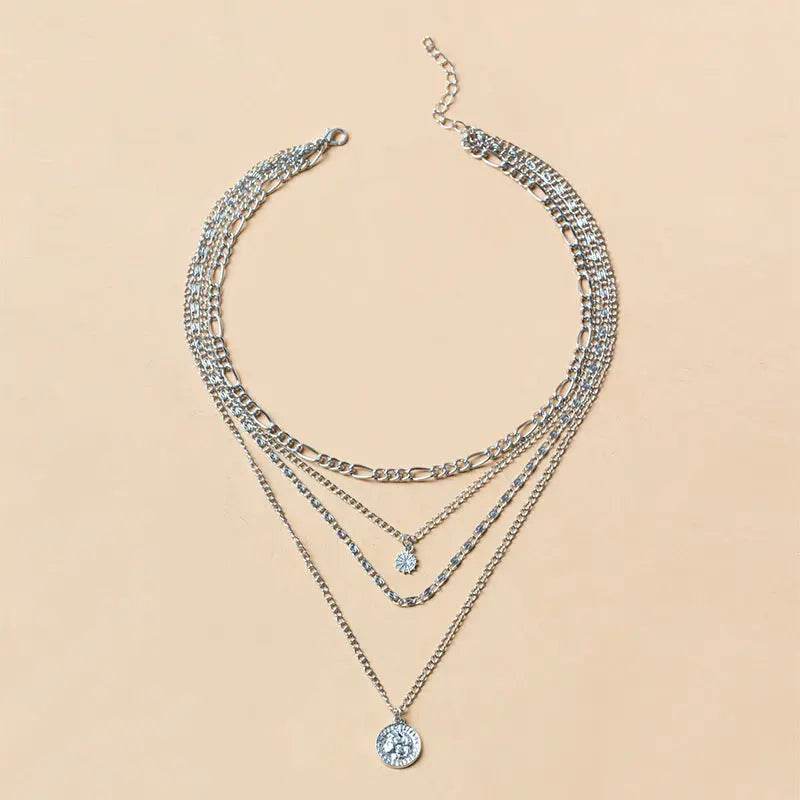 Chunky Gold Necklace Chunky Charm Necklace For Women Layered Gold Necklace For Women Silver Coin Necklace Jewelry Gifts For Women - ProTrendyz