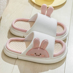 Cute Rabbit Slippers Linen House Shoes For Women - ProTrendyz