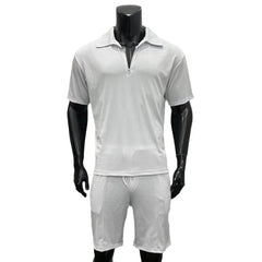 Summer Fashion Mens Clothing Men's Suits New Zipper Polo Casual Short Sleeve Drawstring Shorts Men's Set - ProTrendyz