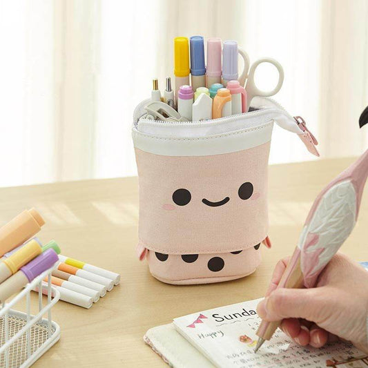 Cute Girl Heart Smiley Face Multifunctional Pen Holder Stationery Storage Bag Retractable Pencil Case - ProTrendyz